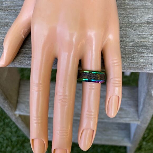 Upcycled/Repurposed Louis Vuitton Monogram Canvas Ring w/ Holographic Band 6.5 - Picture 1 of 7